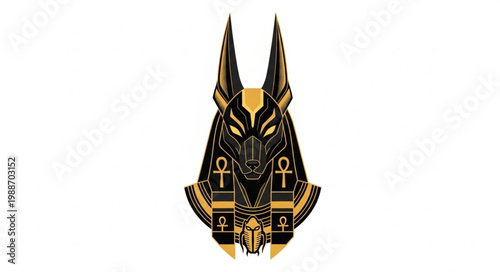 Anubis Egyptian God Head Illustration Mythology.