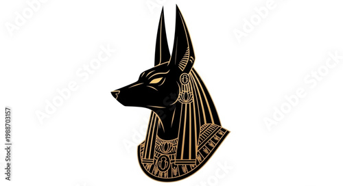 Anubis Egyptian God Head Illustration 3.