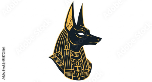 Anubis Egyptian God Head Profile Illustration 1.