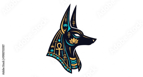 Anubis Egyptian God Head Profile Illustration 2.