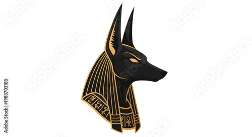 Anubis Egyptian God Head Profile Illustration 4.