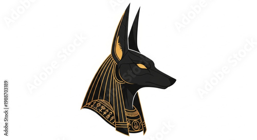 Anubis Egyptian God Head Profile Illustration 3.