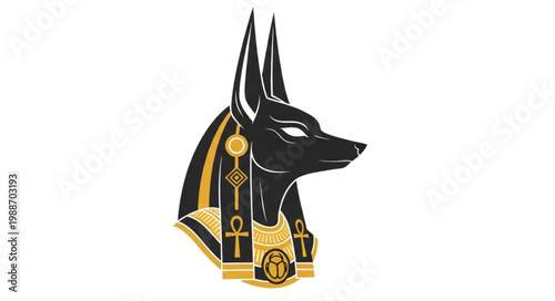 Anubis Egyptian God Head Profile Illustration 5.