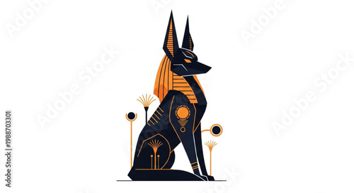 Anubis Egyptian God Jackal Dog Illustration.