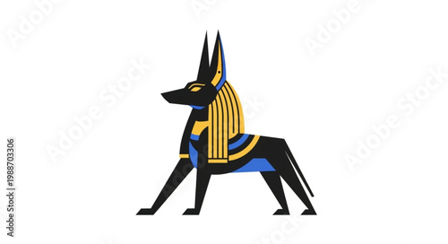 Anubis Egyptian God Jackal Deity Illustration.