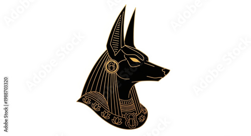 Anubis Egyptian God Jackal Head Profile.