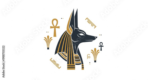 Anubis Egyptian God Jackal Head Illustration 1.