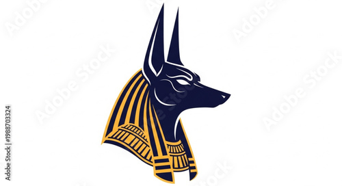 Anubis Egyptian God Jackal Head Illustration.
