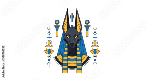 Anubis Egyptian God Jackal Headed Deity Illustration.