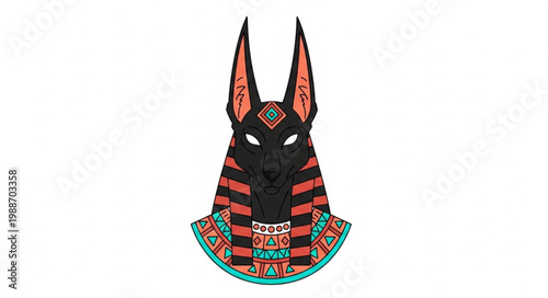Anubis Egyptian God Mask Illustration.