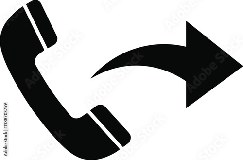 Call forwarding vector icon with telephone handset and directional arrow for telecommunication UI design
