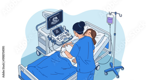 Medical professional performing ultrasound on patient.