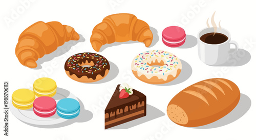 Sweet Indulgence: A delightful array of baked treats and coffee, perfectly arranged to entice the senses.  