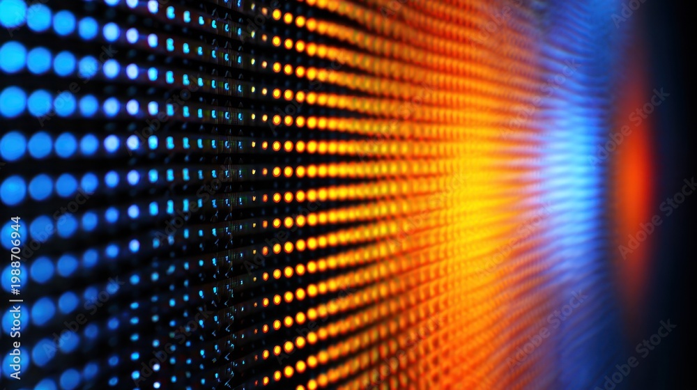 Fototapeta premium Abstract digital display with illuminated dots and vibrant colors background