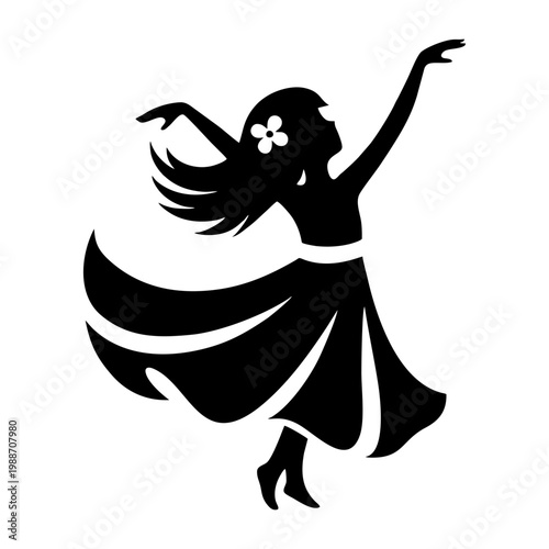 Dancing woman silhouettes in different poses. Vector style icons for design, decoration and creative project