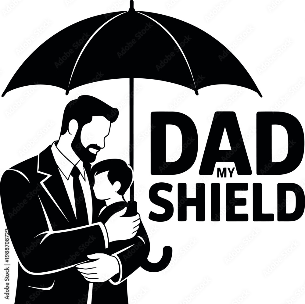 Naklejka premium Fathers day shield a loving tribute to dads as protectors and heroes