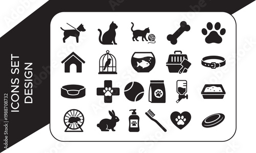 Dog  care and pet shop icon set,Diverse collection of dog silhouettes and paw prints in various poses and breeds.