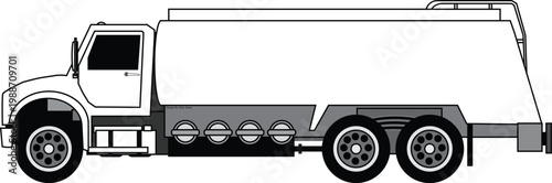 Oil Tanker Transport Truck Silhouette Isolated Fuel Delivery Vehicle Petroleum Industry Illustration