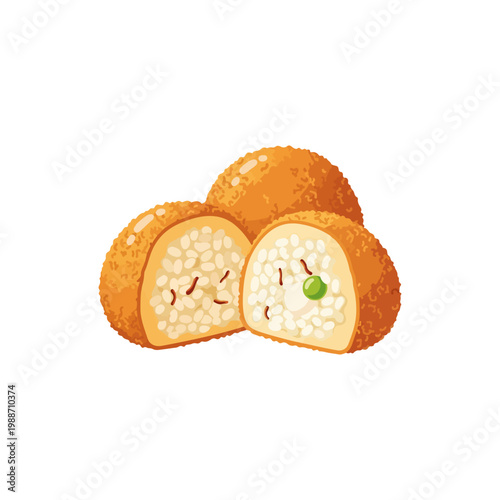 Arancini Rice Balls Flat Vector