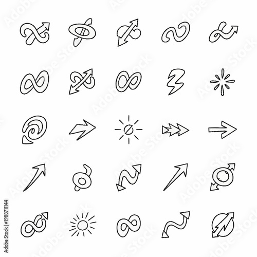 Collection of Hand Drawn Arrow Icons and Symbols.
