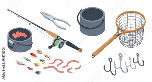 Fishing gear and equipment laid out for angling 2.