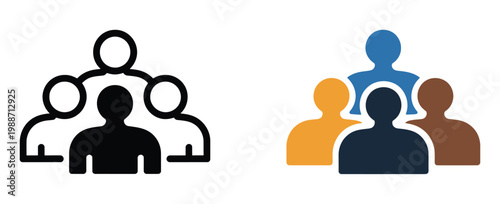 Group of people icon in different colors, community and team concept, diverse user avatars, modern flat design set for social networks