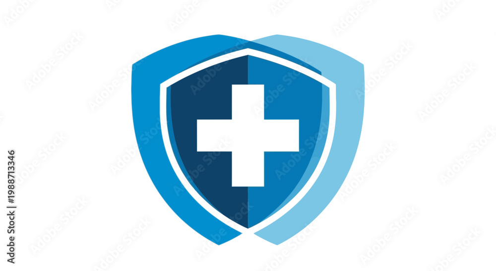 Obraz premium Medical Shield With A Positive Cross, Healthcare, And Safety Logo, Conceptual Design