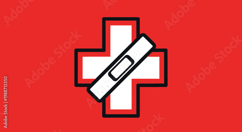 A Medical Aid Illustration Featuring A Plaster Over A Symbolic First Aid Cross