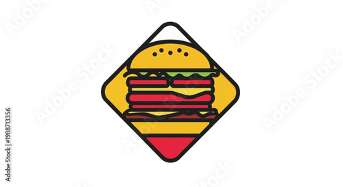 A Delicious and Attractive Flat Design Burger Illustration with Multiple Layers and Colorful