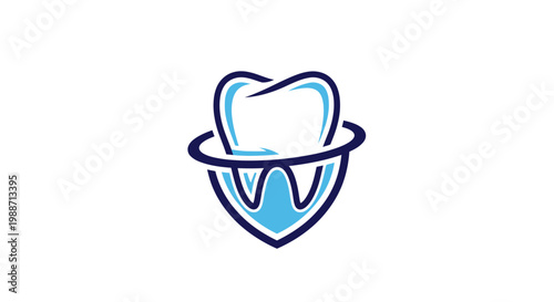 A Modern Dental Clinic Logo Design, Protective Shield Emblem and Tooth Illustration