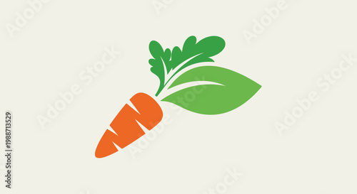 Minimalist Carrot And Leaf Illustration Depicting Freshness, Health, and Natural Produce Concept