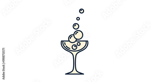 Minimalist Champagne Glass With Bubbly Design, Perfect For Celebrations and Events