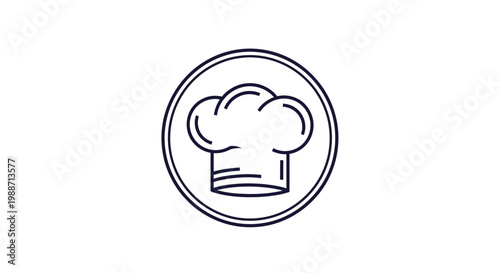 Minimalist Chef's Hat Design Within Circular Frame For Recipe Cards and Logos