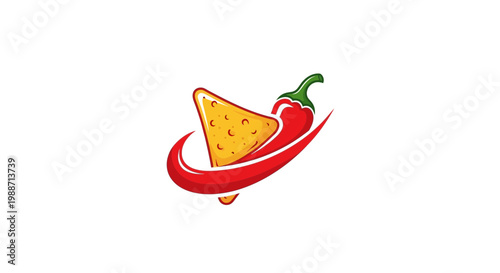 A Bold Logo Representing Spicy Mexican Cuisine, Delicious Nacho and Chili Pepper