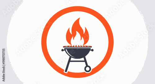 A Bold Orange BBQ Icon Within a Circular Frame, Ready For Your Next Cookout