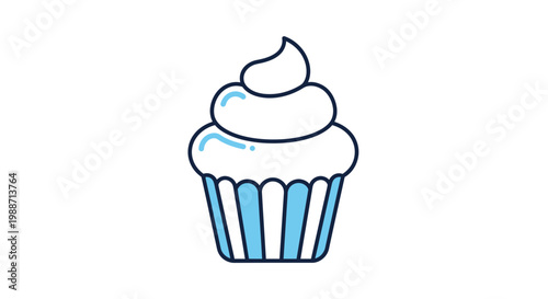 A Delightful Illustrated Cupcake on White, Artistic Dessert Design for Various Purposes