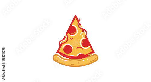A Cartoon Pizza Slice, Decorated With Classic Pepperoni Slices And Melted Cheese
