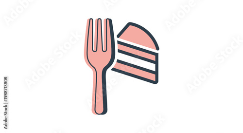 A Delightful Illustration Showcasing a Fork Alongside a Slice of Delicious Cake
