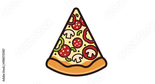 A Delightful Pizza Slice Depicting Toppings, Illustrated for Culinary or Food Usage