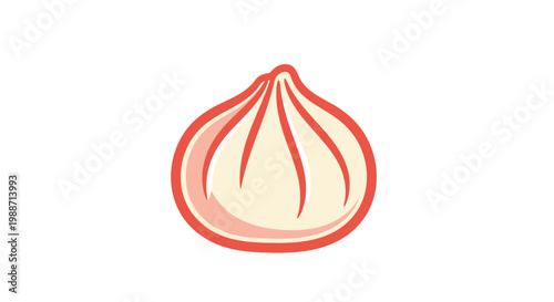 A Simplified Graphic Illustration of a Steamed Dumpling Isolated on White Background
