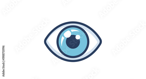 A Simplified Cartoon Illustration Depicting A Blue Eye Against A White Background