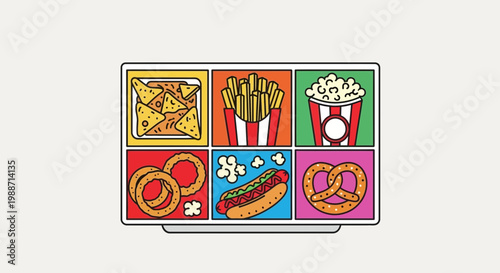 A Colorful Depiction Of Television Displaying Classic Fast Food Treats For Enjoyment