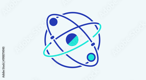 Abstract Atomic Structure Illustration In Modern Geometric Style And Minimalist Design