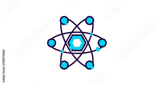 Abstract Atomic Structure Illustration In Modern Vector Style For Websites And Presentations