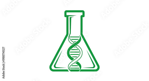 A Green Laboratory Flask Depicting Scientific Discovery and Advanced Biotechnology