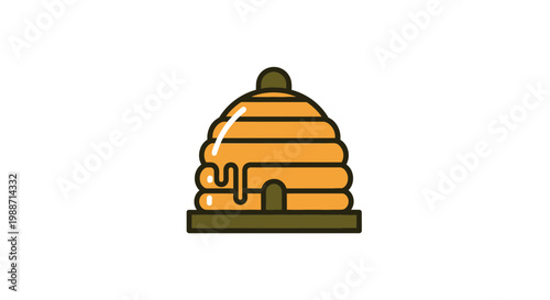 Abstract Beehive Illustration: A Simplistic Depiction with Droplets of Gold Honey