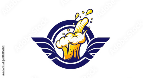 A Creative Beer Logo with Wings, Representing Refreshment and Flight Perfectly