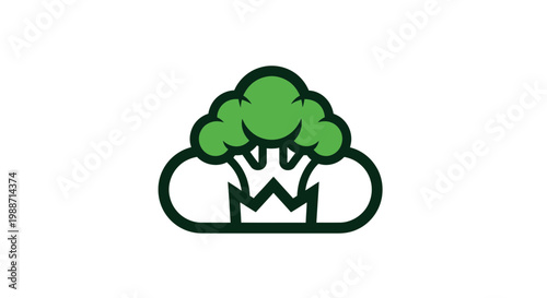 A Creative Broccoli Illustration, With Modern Outline and a Fresh Green Color