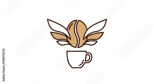 A Creative Coffee Bean Design with Wings and a Coffee Cup for Cafes And Restaurants