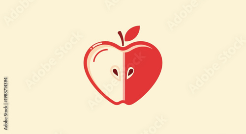 A Half Apple With A Heart Shape Design Represents Health, Love, and Wellness Beautifully